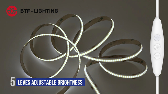 Image of BTF-LIGHTING 5V USB COB LED Strip Lights Super Bright Dimmable LED Tape Light,Warm White 3000K 6.56FT Flexible Light Strip with Strong 3M Tape for 3D Printer,TV Backlight,Cabinet,Home Lighting