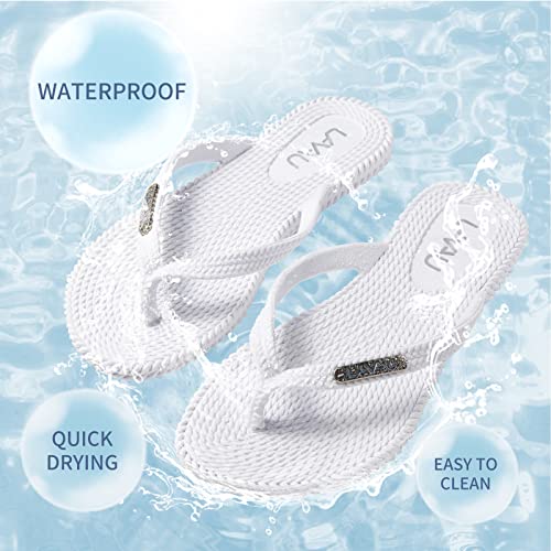 Image of LAVAU Flip Flops for Women, Waterproof Non Slip Thong Sandals for Shower Beach Pool, 100% Recyclable
