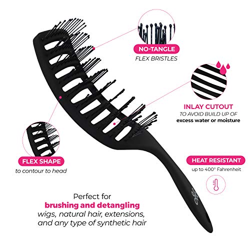 Milano Collection Women's & Men's Wet & Dry Detangler Brush For Styling Wigs & Curly, Straight Or Wavy Natural Hair, Gentle Detangling Hair Brushes Wide Bristle Design Untangles Hair Like A Pro #TOP2
