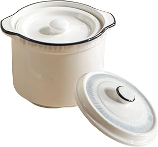 Tazones de sopa, Tazón de sopa de cerámica pequeño con tapa, Tazón de sopa de cebolla francesa Apto for microondas, Tazón de desayuno pequeño con tapa for una persona-blanco-800ml 28oz ( Color : Wit ,