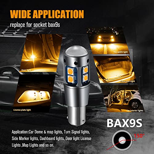 Yeoro H6W Led Bulbs Amber, Ac/Dc 9-30V Canbus Error Free Bax9S 64132 38161 Led Bulbs For Rear Fog Courtesy Interior Dome Map Reading Glove Box License Plate Lights.angle: 150°. #TOP5