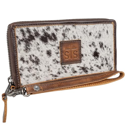 STS Ranchwear Women's Vaquero Bifold STS-64308 Western Zip Around Closure Leather Wallet w/ 8 Card Slots, Cowhide/Tan, 7.5