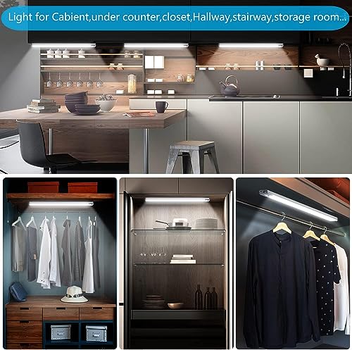 Image of LED Motion Sensor Closet Light, Under Cabinet Lighting Wireless, USB Rechargeable Kitchen Cupboard Night Light, Under Counter Closet Light Battery Operated for Kitchen Cupboard, Wardrobe (30LED)
