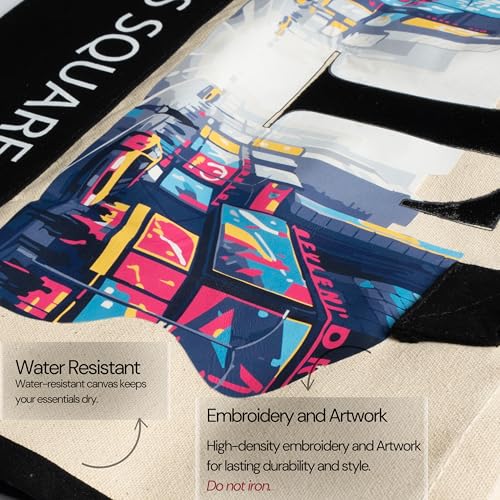 Image of Salt Earth Cotton Canvas Tote Bag - Alcatraz Island Landmark Design with Custom Initial, Durable Shoulder Bag for Women