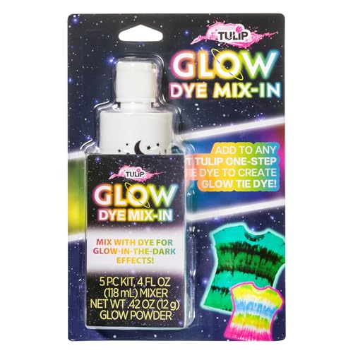 Tulip Glow Dye Mix-In, Add Glow Effect Pigments to Any Tulip One-Step-Tie-Dye Colors for Blacklight Reactive Looks, 5 pcs