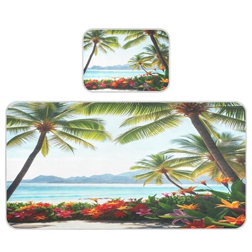 Takiito Tropical Island Palm Trees Baby Cooling Mattress Pad, Soft & Breathable Cooling Mat Keep Baby Cool in Summer 28x52 in, Nursery Essential