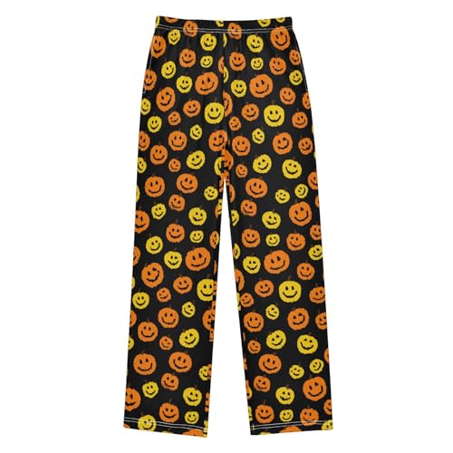 Yellow Pumpkins Pajama Lounge Pants with Pockets Sleepwear Soft Elastic Waist PJ Bottoms 6-14 Years