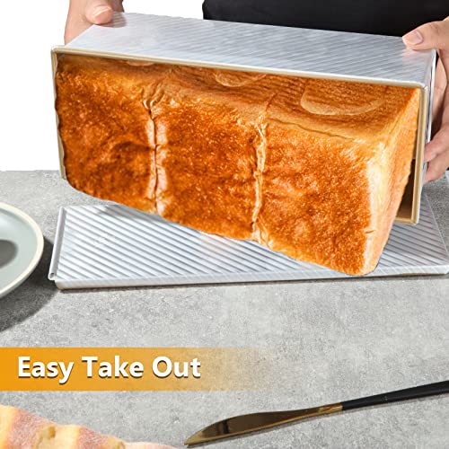 JMIATRY Large Pullman Loaf Tin with Lid, 1000g / 2.2lb Dough Non Stick Loaf Tins for Baking, 34x13.5x12cm Bread Tin, Aluminum Alloy Loaf Pan for Oven Baking - Image 6