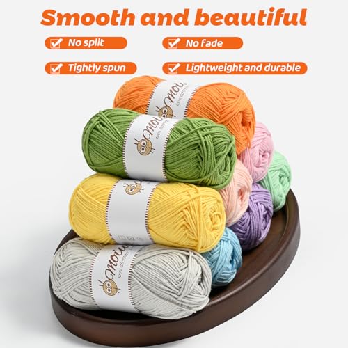 Image of 3 Pack Cotton Yarn for Crocheting, Baby Yarn for Crocheting Soft, 393yds / 5.29oz Fluffy Amigurumi Crochet Yarn, 5 Ply 100% Milk Cotton Yarn for Puzzle、Socks、Clothes(3 Khaki)