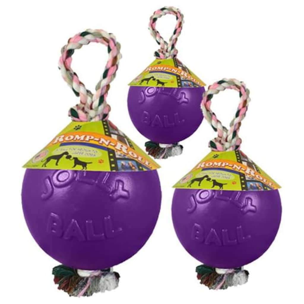 Jolly Pets Romp-n-Roll lina i piłka zabawka dla psa, 15 cm/średnia, fioletowa