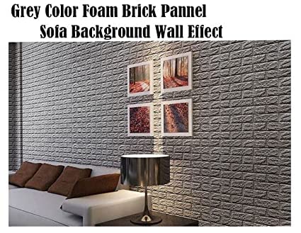 Image of STL Brick Wallpaper - Self Adhesive PE Foam Brick Design 3D Wall Stickers /DIY Wallpaper For Home Hotel Living Room Bedroom & Cafe (70 X 77Cm, Appx. 5.8Sq Feet) (Grey)-Pack Of 1