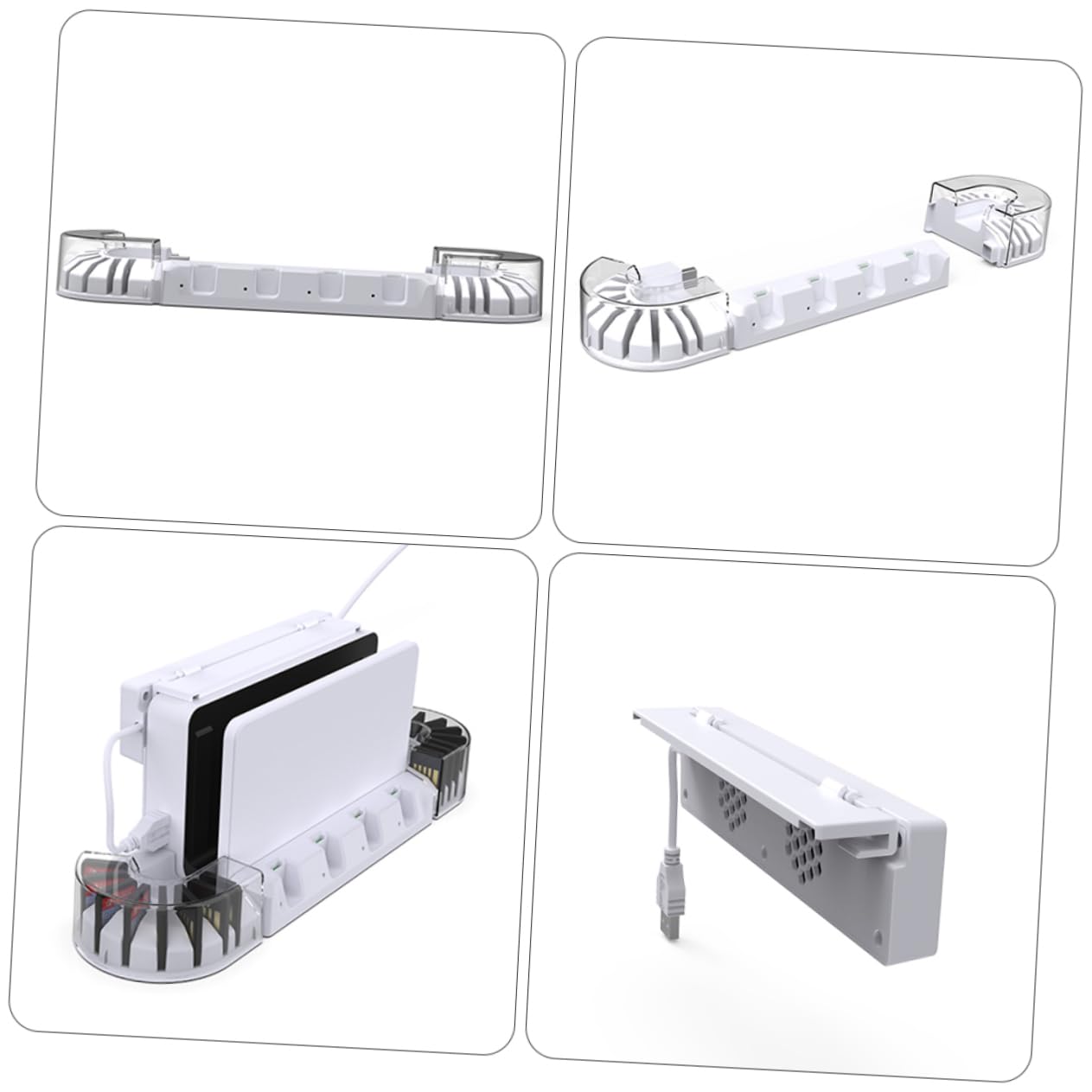 1set Base Di Ricarica Multipurpose Con Ventola Di Raffreddamento Per Switch Oled e Controller Supporto Con Spazio Per Schede Gioco Stazione Di Ricarica Dual-charging Per Giocatori
