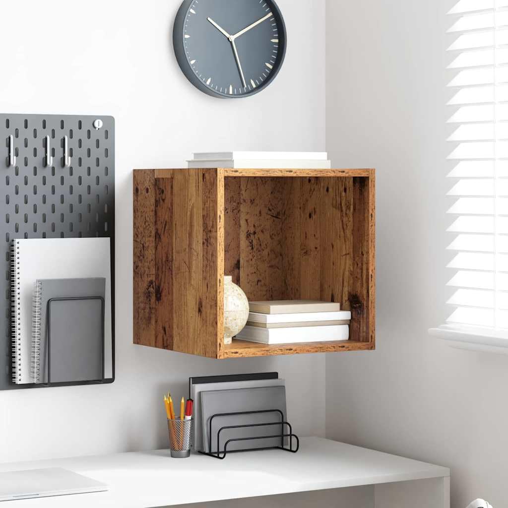 Wandregal Altholz 37 x 37 x 37 cm Holzwerkstoff Schwebendes Regal mit Minimalistischem Design für Wohnzimmer Büro und Flur