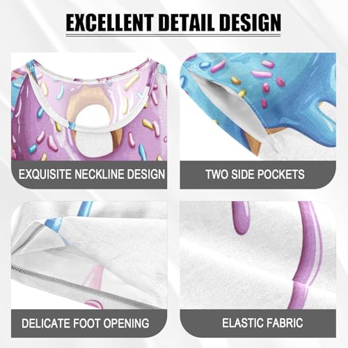 Pajama Sets Short Sleeve Colorful Donuts with Sprinkles Soft Cotton Summer Sleepwear 2 Piece PJS Size 5-14T3