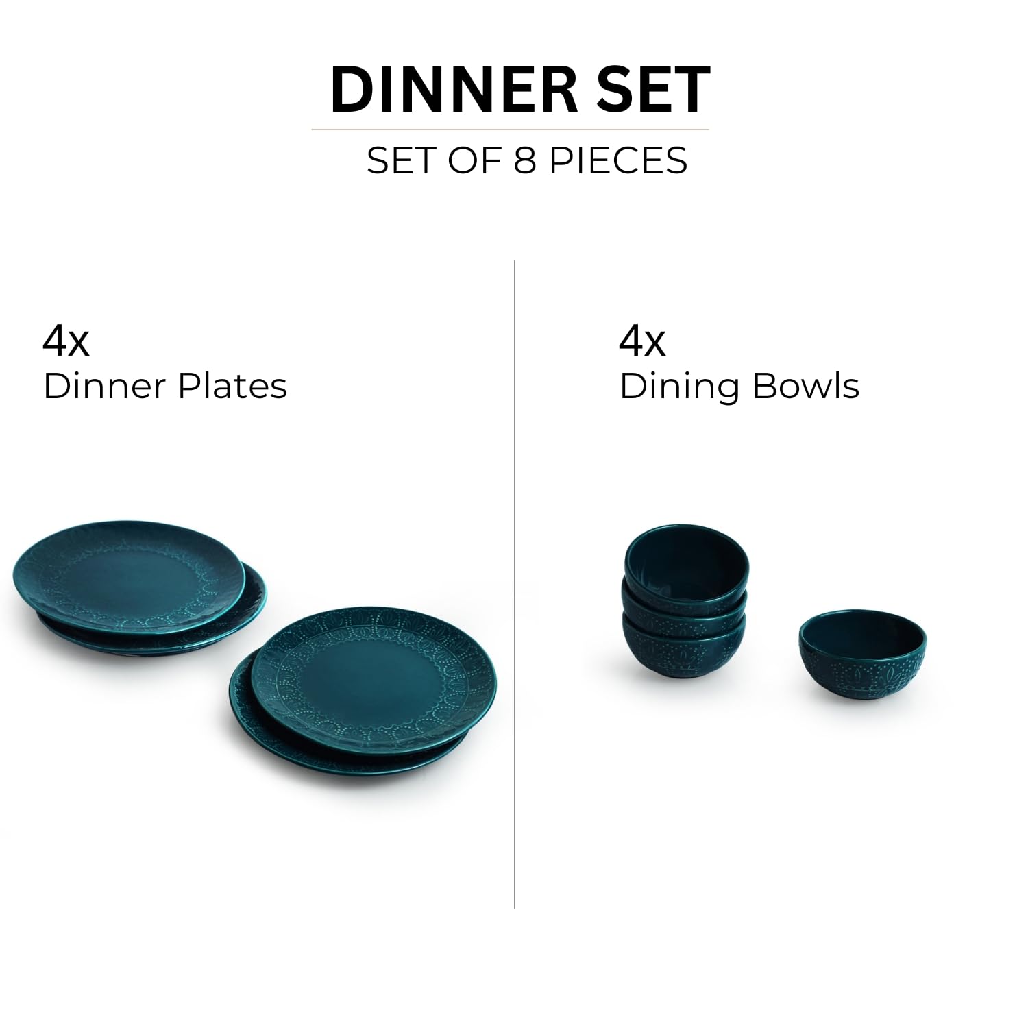 Teal Forest Dinner Set - 8 Piece Ceramicware -3 Teal Forest Dinner Set - 8 Piece Ceramicware -3
