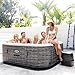 Intex PureSpa Plus 94 Inch x 28 Inch Inflatable Square Hot Tub Spa with Attachable Cup Holder and Set of 4 Refreshment Tray Accessory, Greystone