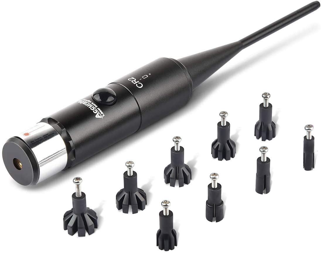 EZshoot Bore Sight Kit Bright Green or Red Dot BoreSighter with Big Button Switch for .17 to .54