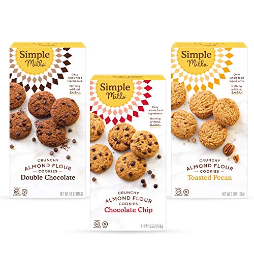 Simple Mills, Cookies Variety Pack, Chocolate Chip, Double Chocolate Chip, Toasted Pecan Variety Pack, 3 Count (Packaging May Vary) & Almond Flour Pancake Mix & Waffle Mix, Gluten Free #TOP1