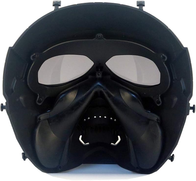 WISEONUS Airsoft Taktikai Koponya Maszk - Teljes Arcvédő Szürke Lencsével, Paintball, Vadászat, CS Játék és Halloween Jelmezhez - Ütésálló T