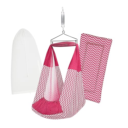 Image of Baby Cradle Set Swing /Jhula (Thottil Cloth, Palna, Dolna) | Hanging Cradle with Removable Bed, Mosquito Net, Spring, Triangle Hanger | Up to 15 kg | PRE-RED PRINT-15983