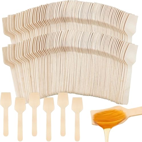 Lot de 1000 cuillères à glace en bois jetables de 9,5 cm - Cuillères à dessert biodégradables - Naturelles, stables, respectueuses de l'environnement -...
