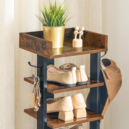 HOOBRO Schuhregal, vertikales Schuhablage, 7-lagiger Schuhschrank, schmale Schuhständer mit Zaun und Haken, platzsparend, für Flur… – Ansicht 5