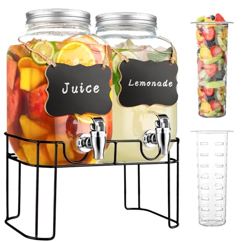 1 Gallon Glass Drink Dispensers For Parties，Lemonade Beverage Dispenser With Stand And Spigot For BBQ, Picnic, Party,Laundry Detergent Dispenser