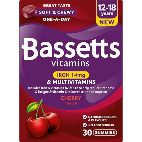 Bassetts Vitamins 12-18 Iron 14mg & Multivitamins Cherry Flavour 30 Gummies