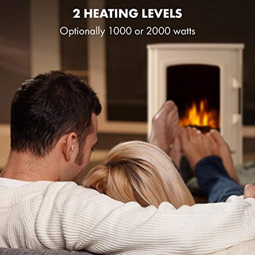Klarstein Bormio Panorama - Electric Fire, Electric Fireplace, Electric Fire Place, Heating upto 2000W, 3 Part Panoramic Window, Thermostat, Overheating Protection, Storage Space, White