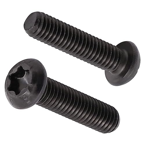 Tornillos de máquina con cabeza Torx de botón M6-0.039 x 0.984in (40 piezas) con acabado de óxido negro, acero de aleación de grado 10.9, rosca