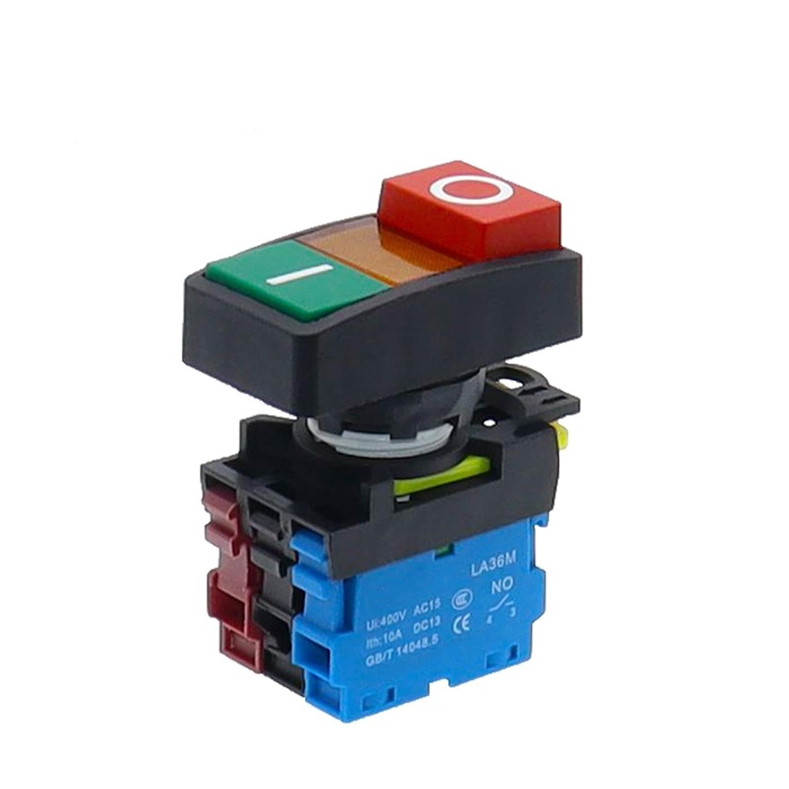LA36M doble pulsación 22mm botón interruptor de Reinicio de dos posiciones 12V24V220V AC encendido/apagado inicio/parada 1 NO 1NC 1 Uds(Raised-o,1NO1NC,110V)