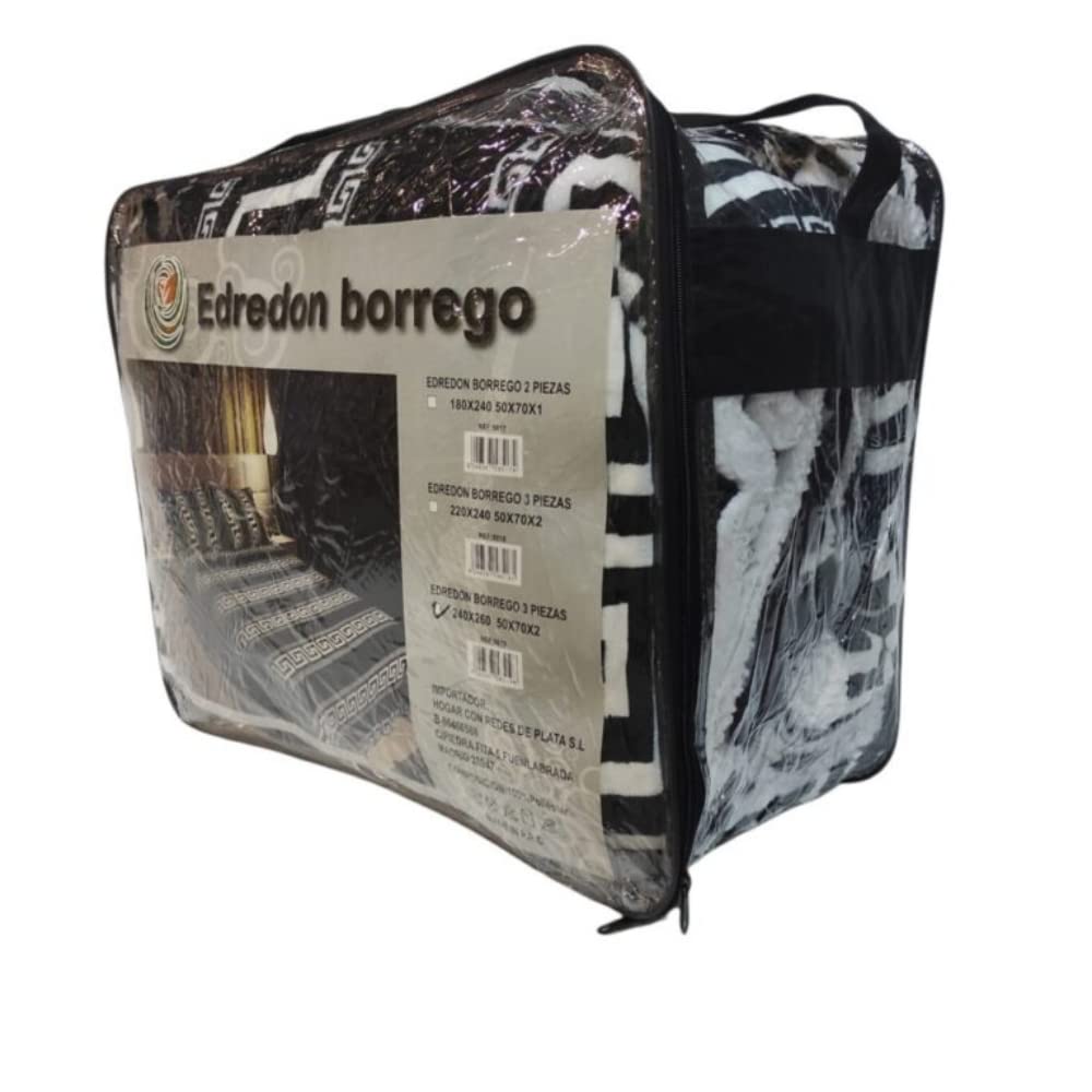 Edredón Nórdico Con Borreguito Y Funda Almohada, 240 X 260 Cm, Gris Con