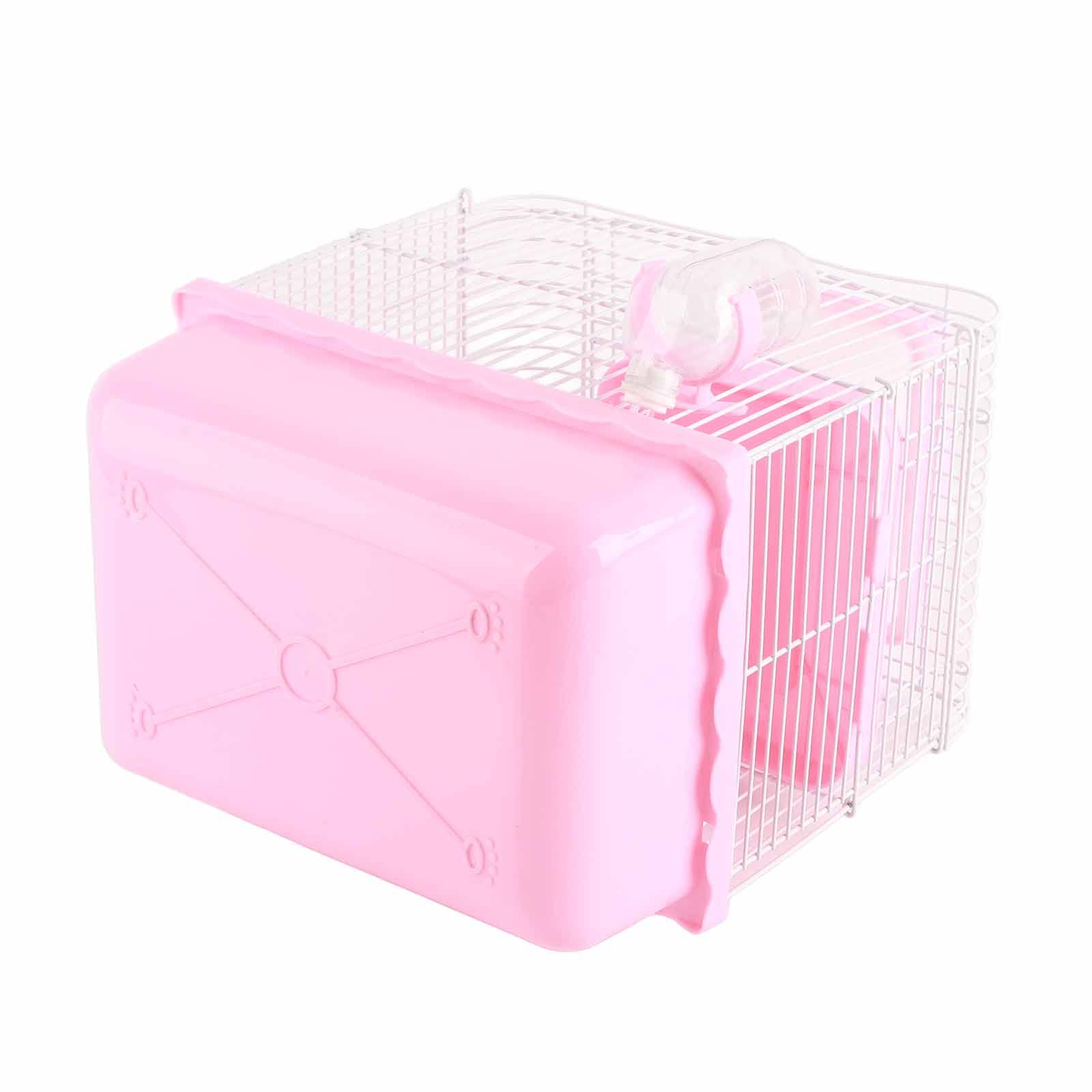 TOPINCN Dwupoziomowa klatka dla chomika, zdejmowana konstrukcja, łatwa w montażu do domu chomika, odpowiednia dla świnek morskich i królików (PINK)