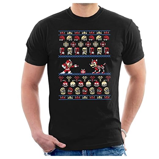 Mega jul man stickad mönster herr t-shirt