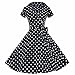 Samtree Womens Polka Dot Dress,Vintage 1950s Style Short Sleeves Rockabilly Dresses(XL(US 12),Polka Dot Black)