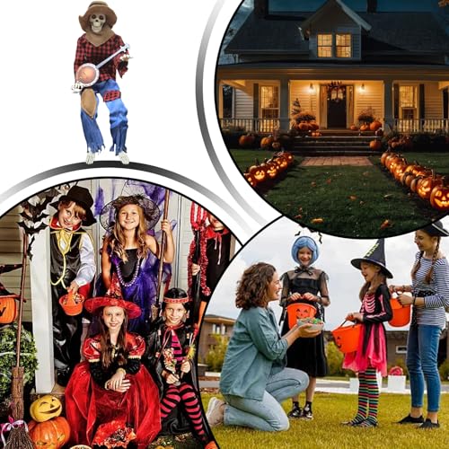 Squelette Banjo Halloween 60 cm articulé déco maison - 5
