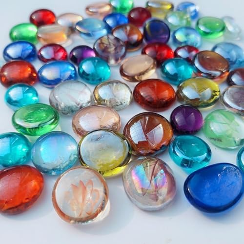 Glasnuggets Premium Pepite in vetro colorato, 250 g, pietre decorative da circa 50 – 60 pezzi, 15 – 21 mm, pietre di vetro colorate per bambini