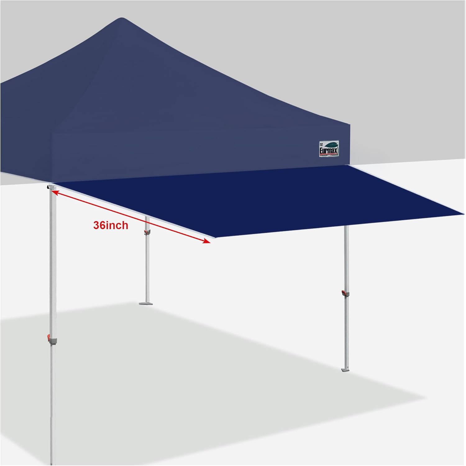 Eurmax USA 10ft Pop Up Canopy Awning,120"x36"Extended Sunshade Tarp with 30 SqFt Extra Shade,Commercial Grade Removable Replacement Tent Awning ONLY Fits 10x10 Canopy Tent with Square Leg,White
