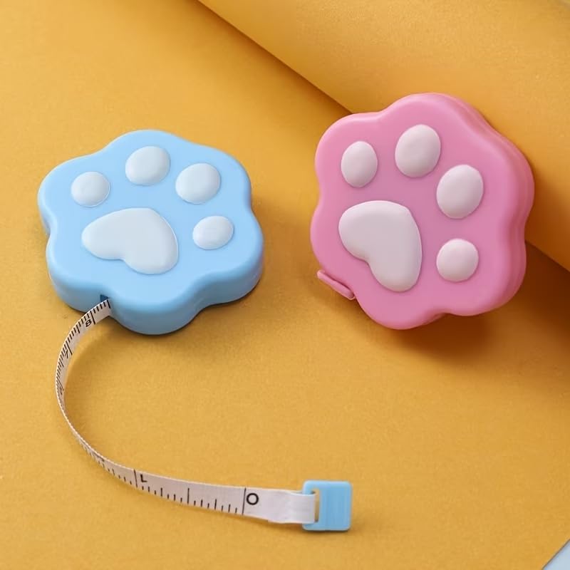 1 Pink Automatic Ruler with paw Print and paw Print - Suitable for pet Measurement, cat Owner Gifts, Office and Home use - a Small Portable Tape Measure Suitable for cat Enthusiasts
