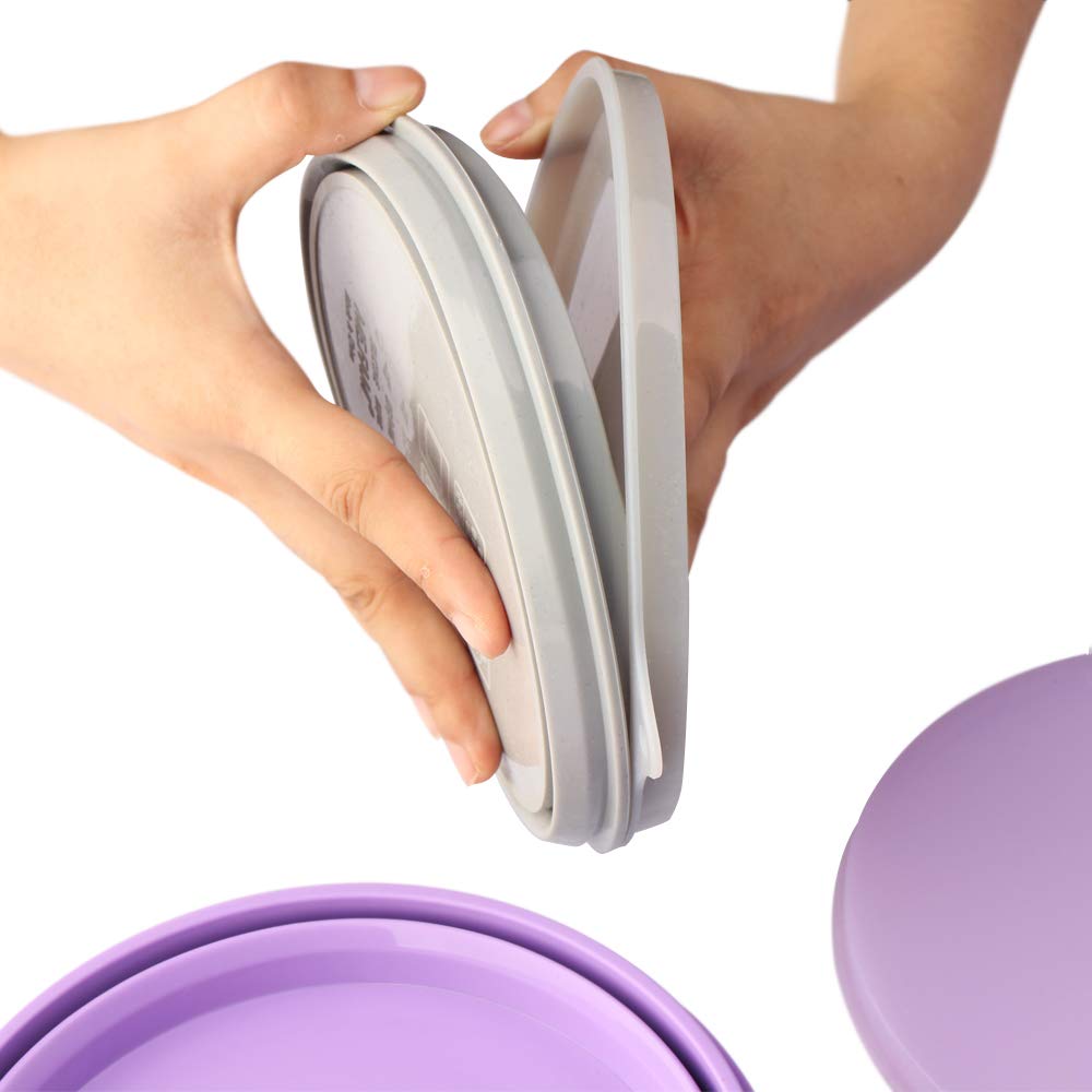 Cuencos plegables de silicona – Tazón de viaje plegable de silicona con tapas – Juego de recipientes expandibles para almacenamiento de alimentos – Portátil, [27 oz] 6