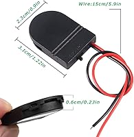 Vista 2 de Soporte de batería CR2032 de 30 piezas con plomo, soporte de celda de moneda de 3 V con interruptor, soporte de batería de botón CR2032 (negro)