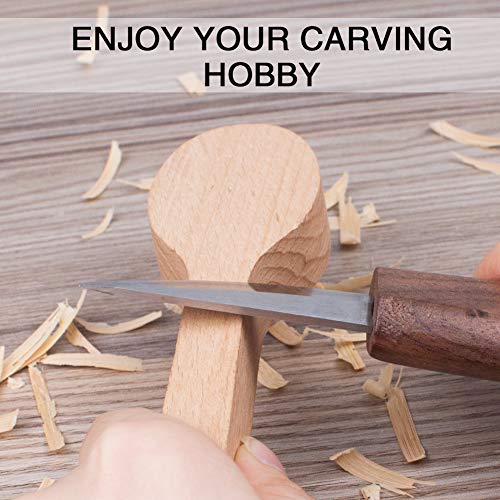WAYCOM Sloyd Knife, Wood Carving Sloyd Knife for Whittling and Roughing for Beginners - Spoon Carving Tools Thin Wood Working(sloyd Knife-Black Walnut Handles)