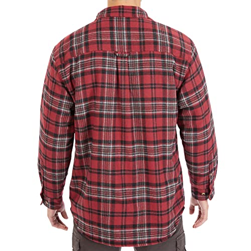 Image of Smith's Workwear Mens Zip-Front Sherpa-Lined Flannel Shirt JacketJacket