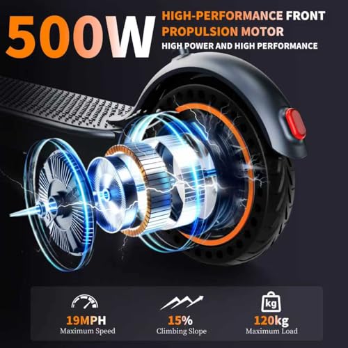 Trottinette électrique pliable 500W avec pneus increvables et application connectée