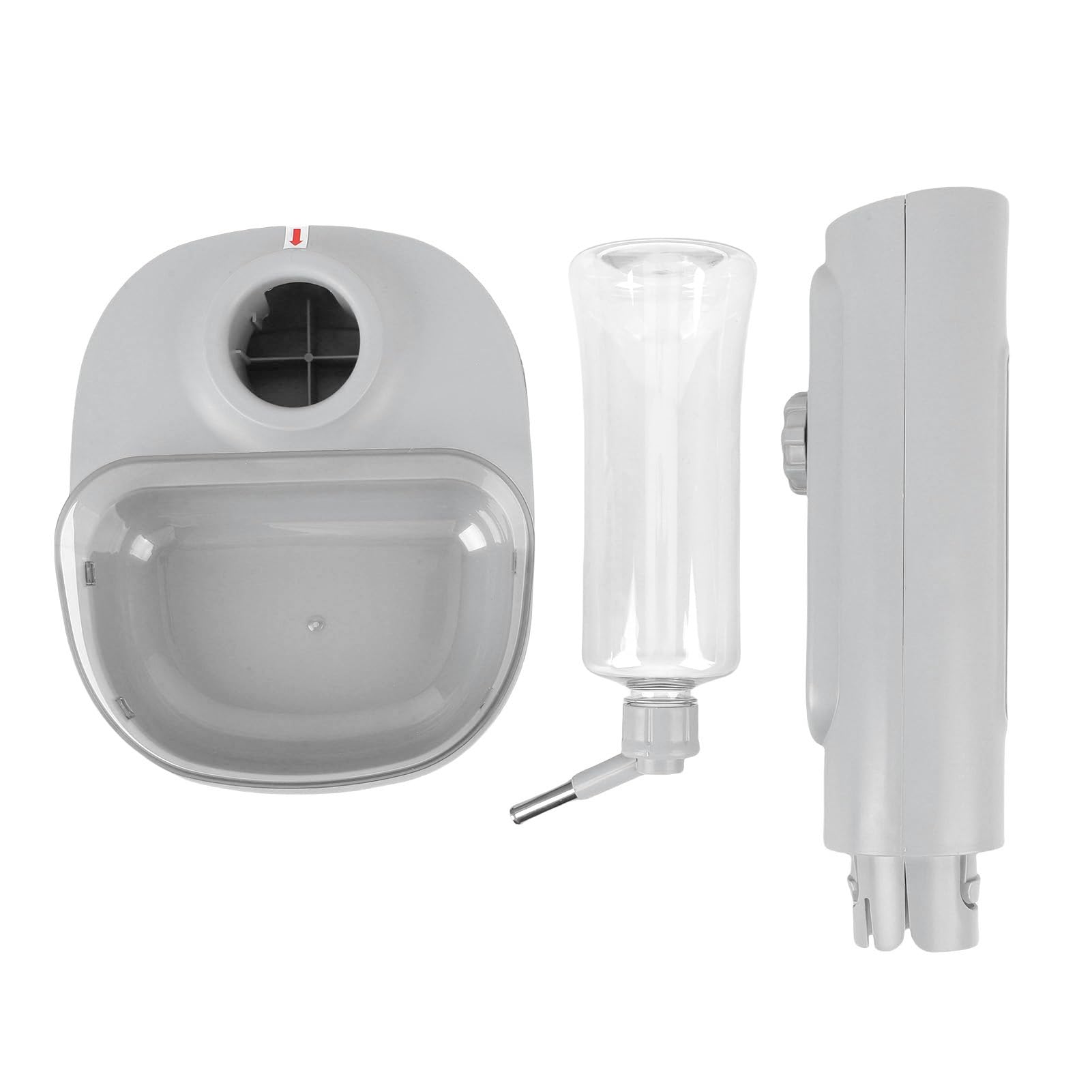 Dispensador De Agua De Pie para Mascotas, 680ml Alimentación Automática De Agua Altura Ajustable Comedero De Pie para Gatos Y Perros Bebedero De Botella Comedero Colgante (Gray)