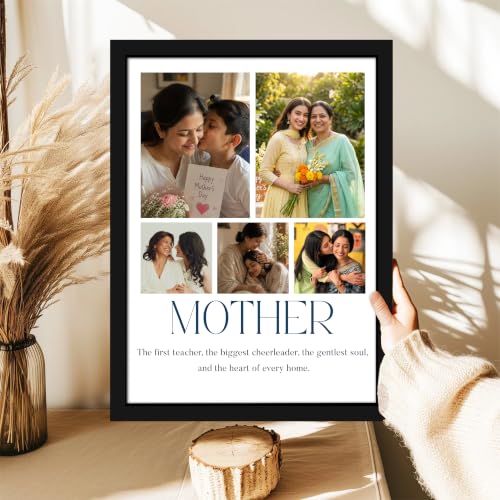 Image of Art Street Personalized Gift for Mother, MOM Photo Frame | 5 Image Collage with Custom Text, Customized Photo Frame for Mother, Wall Decor for Bedroom Living Room, A4 Size 8x12 Inch