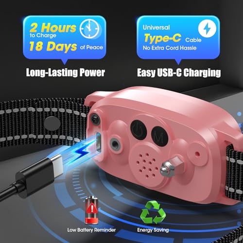 Image of Smart AI Bark Collar for Large Medium Small Dogs, Anti Barking Device with 5 Training Modes, Exclusive Forced Bark-Stopping, Rechargeable IP67 Waterproof Bark Collar with 5 Sensitivity (Pink)