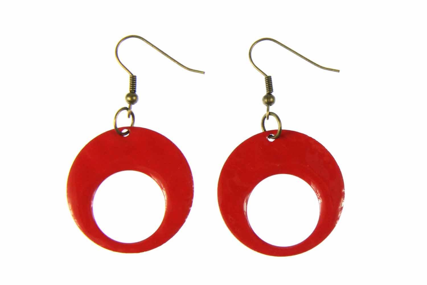 Miniblings Orecchini Creoli In Smalto Rosso Fatti A Mano, Dischi Smaltati Su Rame, Ganci Argentati, Gioielli Artigianali Da Berlino - 4