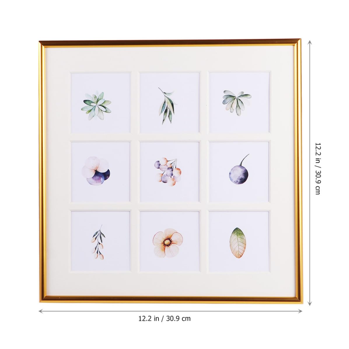 Marco de Fotos Dorado Fácil de Instalar y Quitar 9 Compartimentos Hecho de Plástico y Aleación de Aluminio para Decoración del Hogar u Oficina