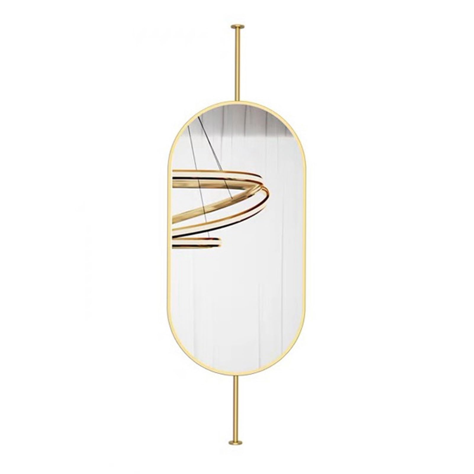 IvyLoutish Oval Metal Ceiling Mirror – Floating Bathroom Vanity for Home/Hotel, Gold 50x100cm